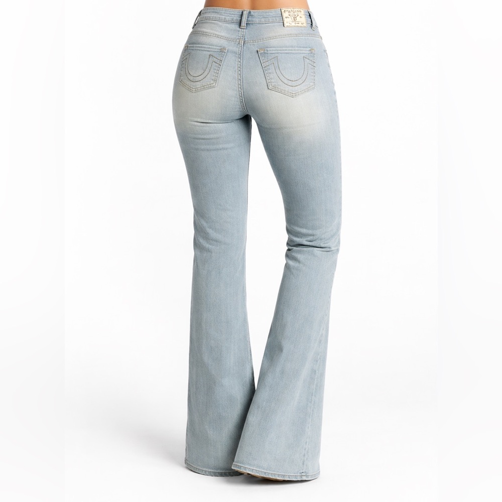 True Religion Becca Bootcut Jeans 30 Light Wash Y2K Mid Rise Flap Pocket  Denim